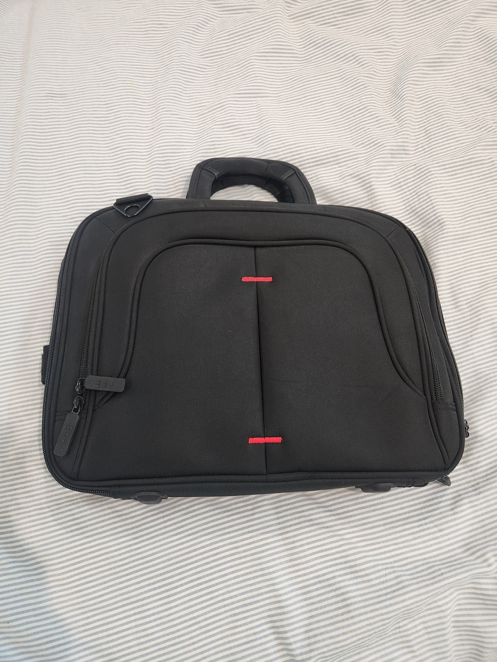Eco Style Pro Professional Black Laptop Briefcase with Red Accents